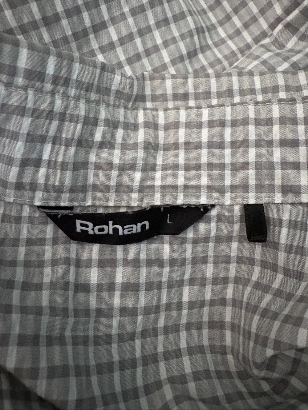 Rohan Men's Isle Long Sleeve UV Protection Shirt Gray Gingham Size L